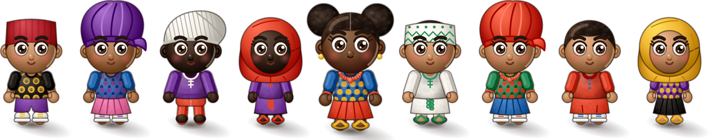 Obi, Ngozi, Korede, Aisha, Uyoyo, Yusuf, Adesuwa, Okon and Hauwa